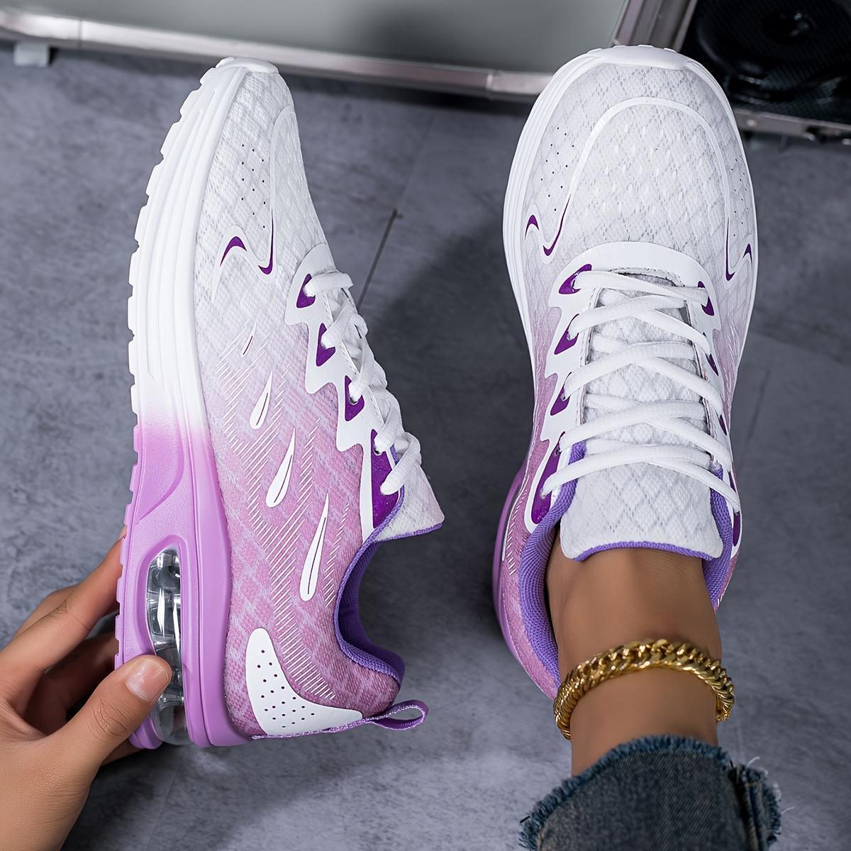 

Женские легкие дышащие трикотажные кроссовки - повседневные кроссовки на шнуровке с подошвой с воздушной подушкой, низкая спортивная обувь 42 светло-фиолетовый