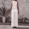 Women's Halter Neck Sleeveless Jumpsuit Loose Fit Elastic Waist Solid Color Wide Leg Vacation Romper