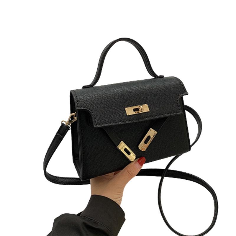 Stylish Ladies Bag With Lock Buckle Trendy Floral Pattern Shoulder Bag Street Fashion чёрный