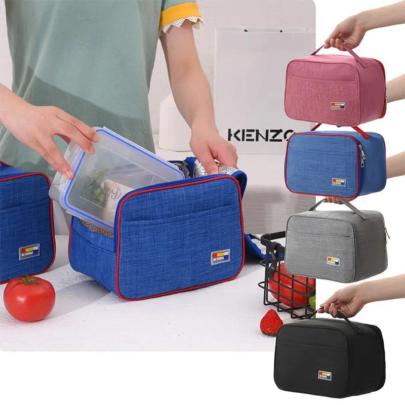 Aluminum Foil Lunch Bag Thermal Waterproof Oxford Cloth Cooler Insulated Bag Bento Bags Portable Large Capacity Rice Bag Handbag