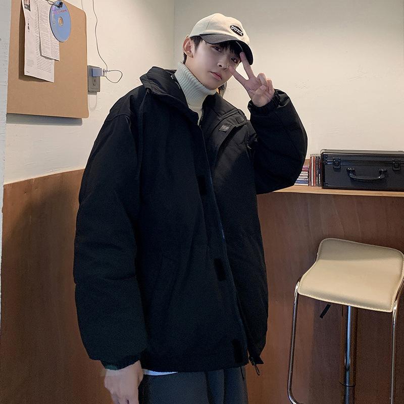 Weiße Eiderdaunen Paar Daunenjacke Herren Winter Locker Wild Stehkragen Daunenjacke Hongkong Wind Reißverschluss Mantel.