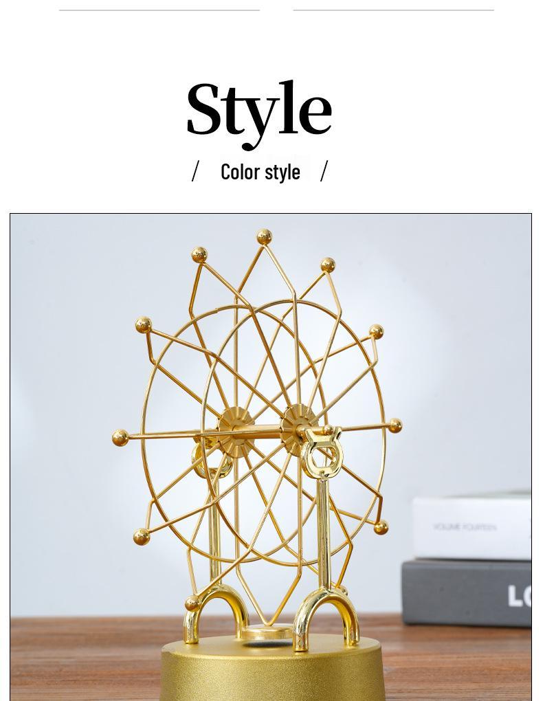 Golden Ferris Wheel Perpetual Motion Metal Ornament for Home Decor