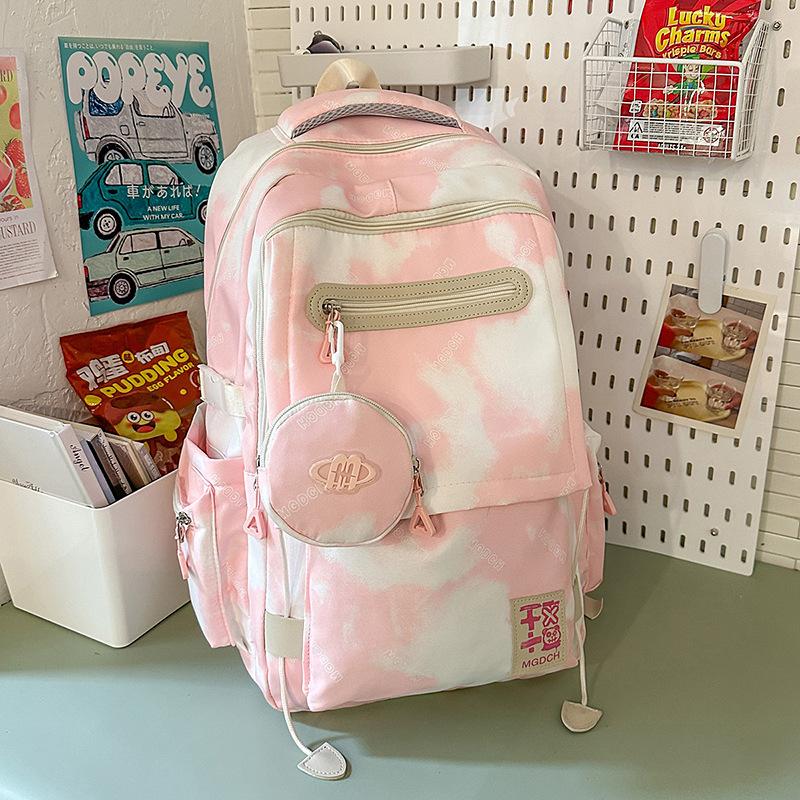 High Value, Fresh and Sweet Tie-dye Contrasting Backpack, Female Junior High School Student Large-capacity Backpack