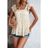 Summer Women's Top Sleeveless Temperament Tops Floral Square Collar Blouse