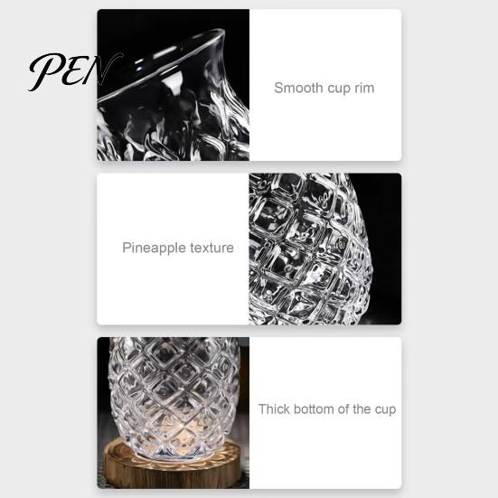 Glass Cup Up to 105 Degrees Pineapple Shape Cocktail Glass, 480ml Embossed Tumbler for Juice Hot Beverages Beverages, Creative Bar Glassware Whiskey,
