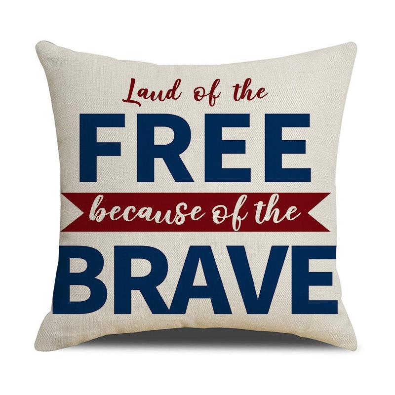 Th of July Printed Home Decor Pillow Cover Bedroom Living Room Sofa Decoration Polyester Cushion Cover with Zipper