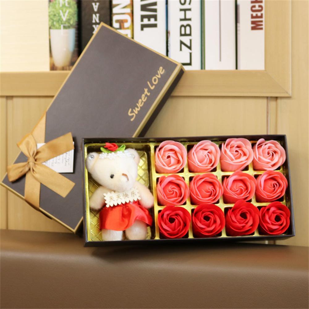 Bouquet 12pcs Artificial Flowers Soap Flower Boxed Flower Gift For Celebration Romantic Occasions Valentine'S Day