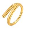 Open Parallel Geometric Ring for Women, Double-line 18K Gold Plated Minimalist Stack Finger Stainless Steel Jewelry