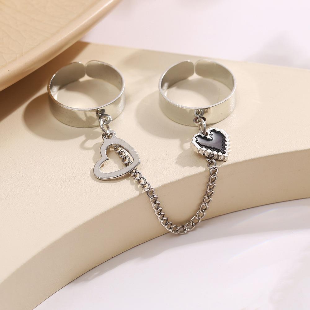 Fashion Hollow Heart Mosaic Ring Set Elegant Vintage Adjustable Women Finger Cute Love Jewelry Wedding Party Gift for Girl