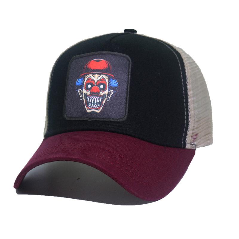 Trendy Fashionableable Clown Embroidery Stitched Baseball Cap For Men And Women, Backless Hip-Hop Hat, Summer Breathable Mesh Sun Gorras Unisex Str