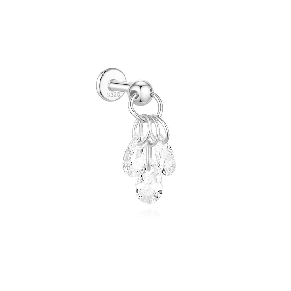 CANNER 1PZ Occhio di Cavallo Testa Piatta Filettato Perforazione Osso Auricolare Donna Argento 925 Ins Stella Fiore Geometria Zircone Orecchino a Lobo