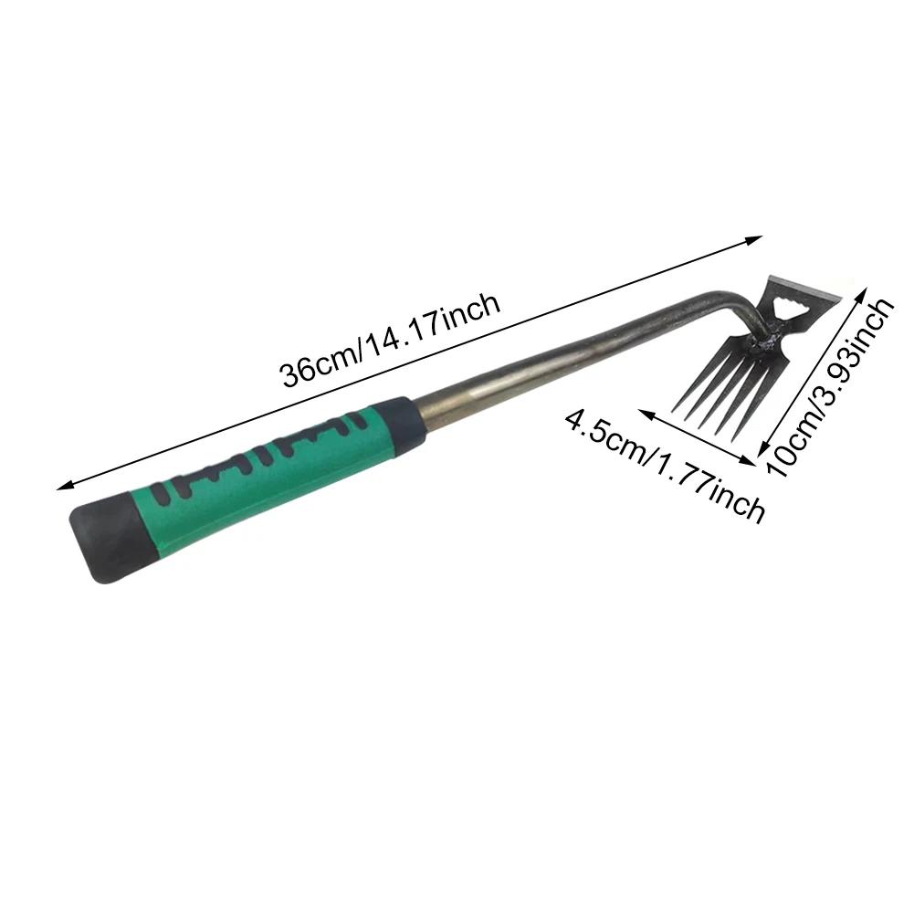 2 In 1 Garden Rake Manual Weed Grass Rooting Tool Puller Shovel 5/6/11 Tooth Weeding Removal Hand Gardening Loose Soil Tool