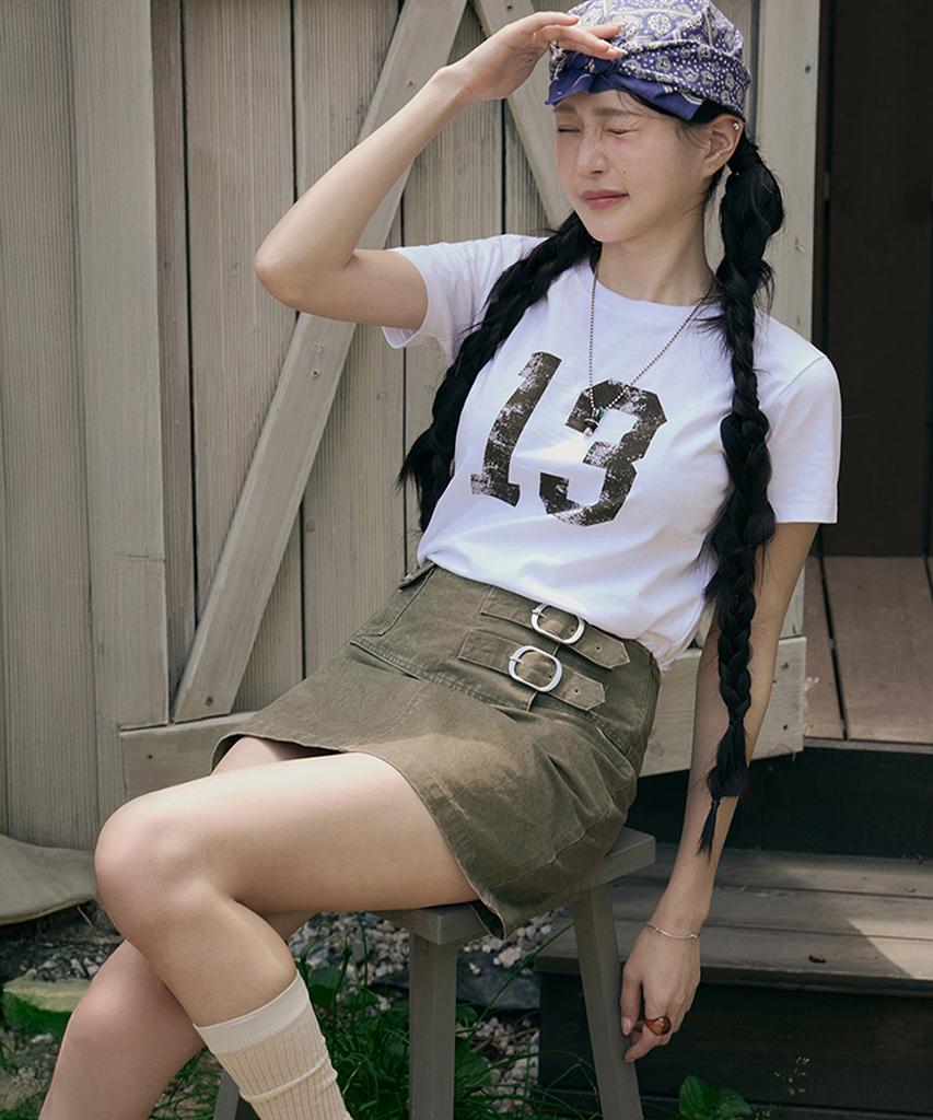 Moleubeu13 Faded Belted Miniskirt