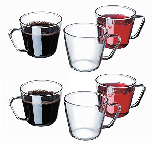 Czech-made heat-resistant glass SIMAX Luna teacups, set of 6, dishwasher safe