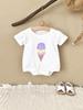 Summer Baby Ice Cream Patch Cotton Bodysuit: Round Neck, Short Sleeve Romper for Infants & Toddlers