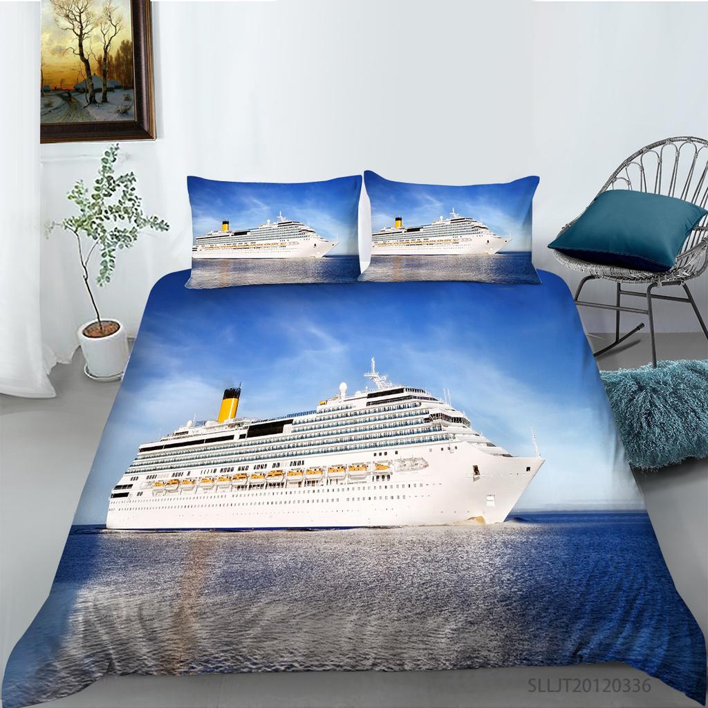 3D Digital Printing Quilt Cover Pillowcase Two or Three-piece Cruise Series Polyester
