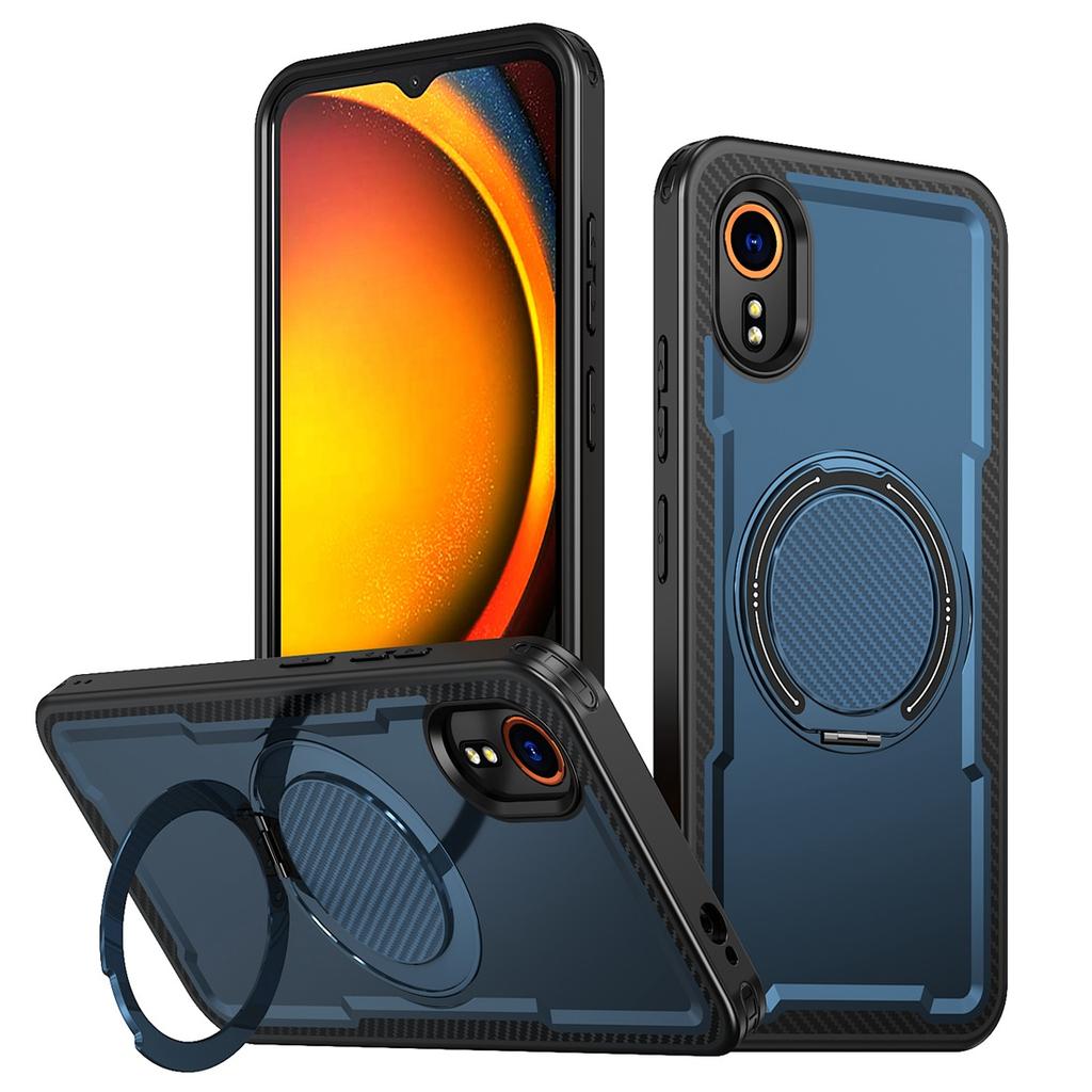 Für Galaxy XCover7 Hülle mit Ständer, Kohlefaser-Textur, MagSafe-kompatibel, Stoßfeste Handyhülle, Passend für Samsung Galaxy XCover 7