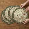 Heat Insulation Flower Linen Table Mat Anti-scald Round Dining Mat  Kitchen Supplies