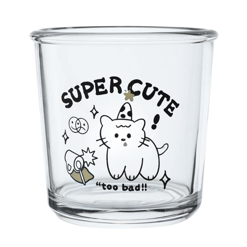 South Korea Cartoon Dessert Cup Glass Couple Coffee Cup Water Cup Glass Large Capacity Drinking Cup
