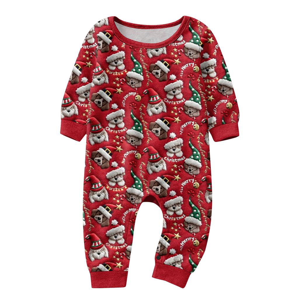 Matching Family Christmas Print Flannel Homewear Set Long-Sleeve Top And Pants