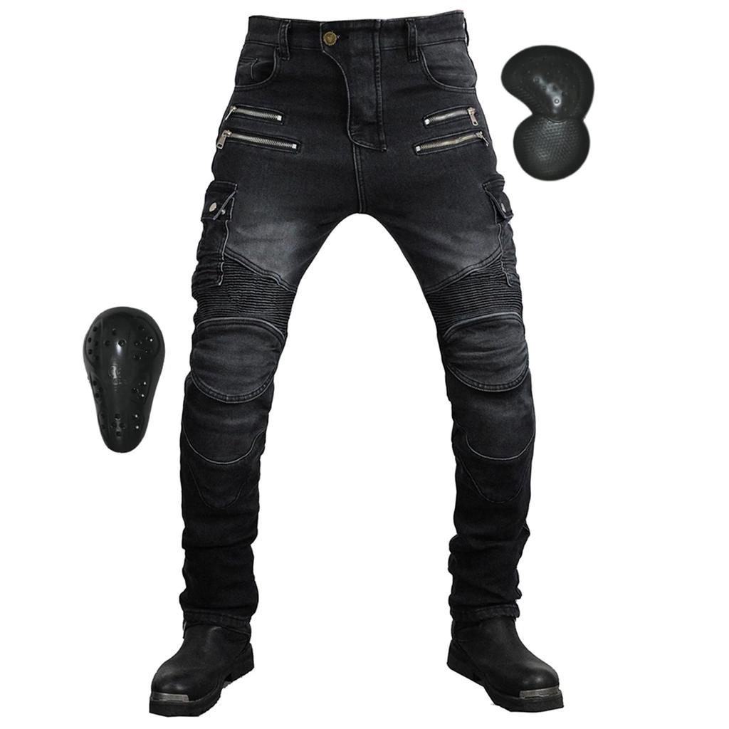 RENHE Winter Motorcycle with and Size Small Men's Pants, Fleece-Lined, Protectors, Warm, Cold-Weather, Durable, Black,