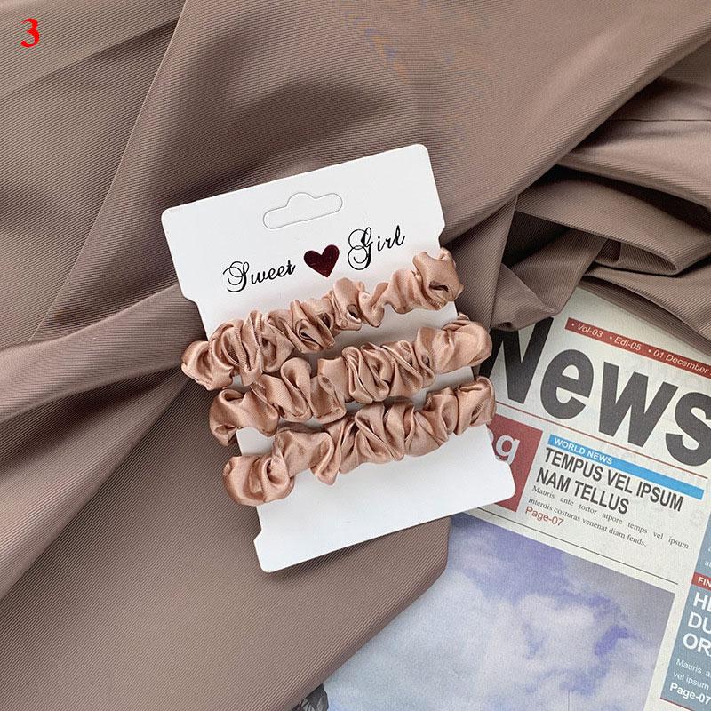 3 Stück/Set Satin Scrunchies Einfarbig Haarseil Koreanischer Pferdeschwanzhalter Haargummis Kopfschmuck Weiches Elastisches Haarband Haaraccessoires
