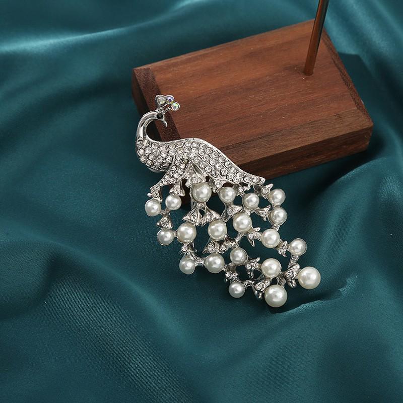 

Вінтажна брошка у вигляді павича з алмазним живописом для ханьфу та ципао