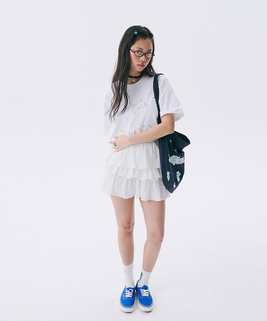 JUNEJUNE SPACE June Drawing T-Shirt_White