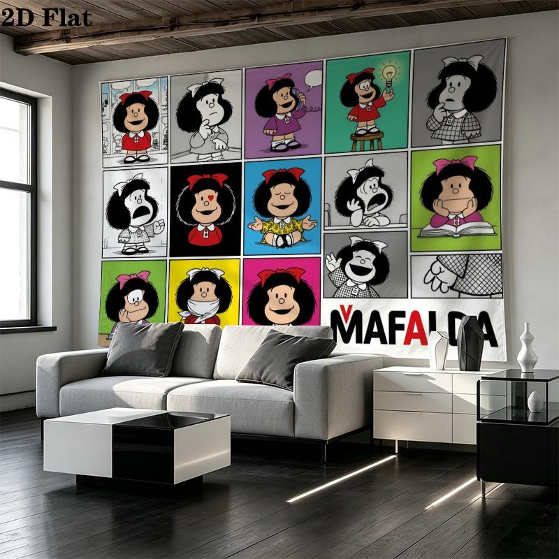 Mafalda Nástěnná tapiserie Estetická nástěnná dekorace Tištěná látková přikrývka Dekorativní tapiserie do ložnice obývacího pokoje Domácí dekorace