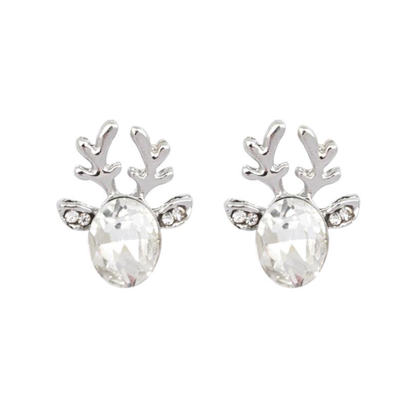Luxury Crystal Reindeer Antler Earrings for Christmas