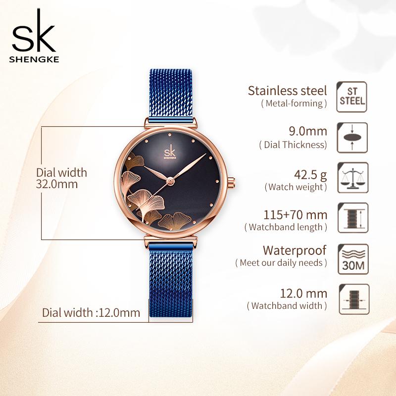 Orologio Donna SHENGKE | Quadrante Stella Lucente Con Strass | Cinturino A Maglie Acciaio Inox | Movimento Giapponese - 2