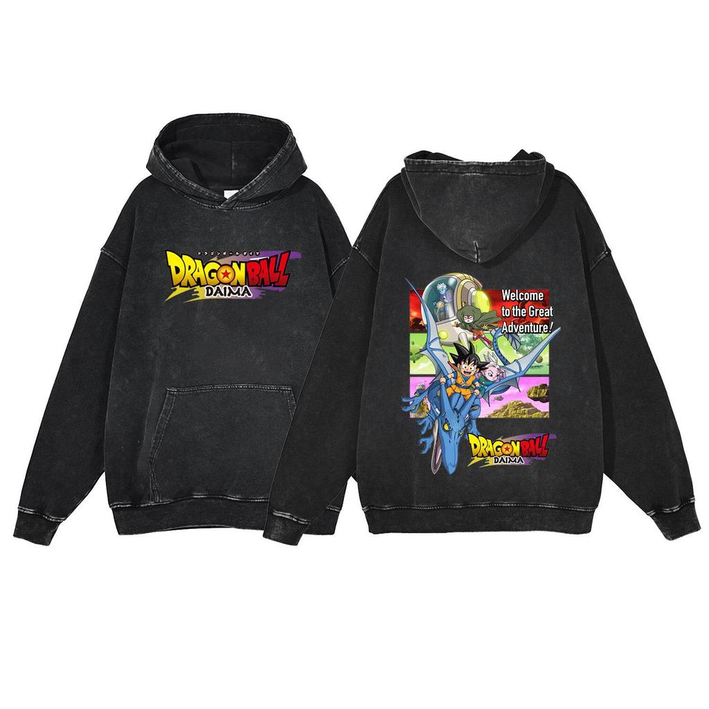 Anime Dragon Ball DAIMA 440g Vintage Streetwear Cotton Hooded Sweatshirt
