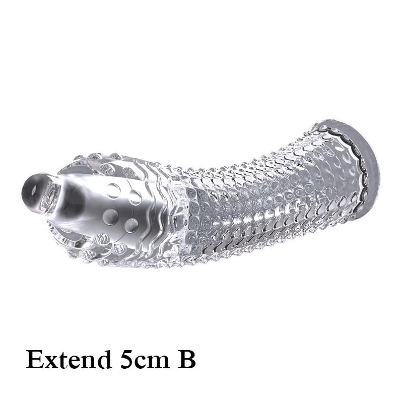 Penishülle in S/L-Größe, verlängert 5/7 cm, wiederverwendbares Kondom, verzögerte Ejakulation, Penisvergrößerung, Sexspielzeug für Männer und Paare