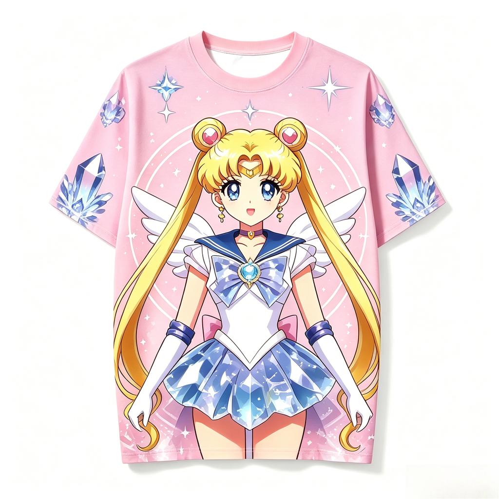 2006 Summer Sailor Moon Character 3D Printed T-shirt Breathable Fashion Casual Daily Activities Shortsleeve Tees Family Outfits
