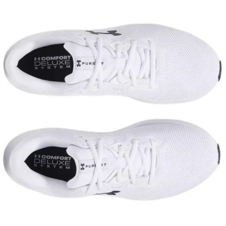 Under Armour Charged Pursuit 4 White Black Men Sneakers 3028254-100