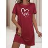 Colorful Striped Printed Short-sleeved T-shirt Pajama Dress, Summer Style