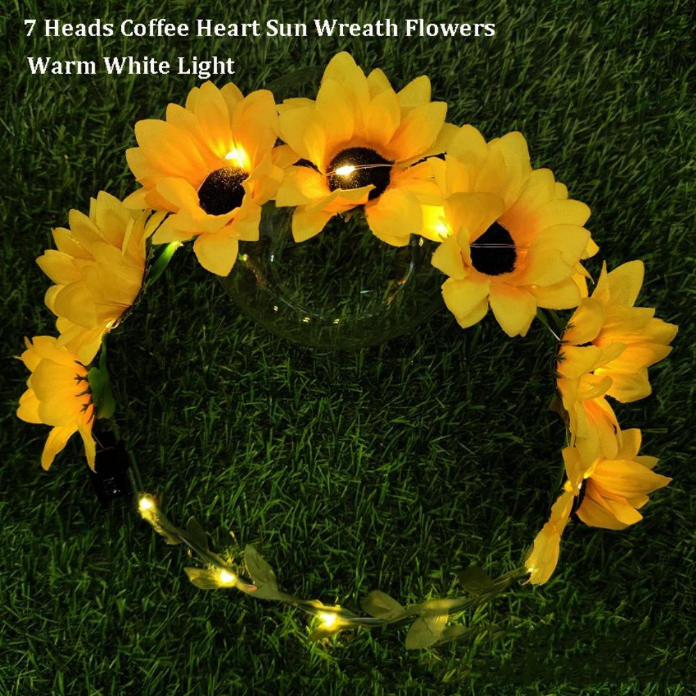 6/7/10 Heads Sun Flower Ring Wire&Cloth Hair Hoop Sun Flower Headband Women Girl Birthday Favor