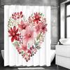 Love Flower Leaf Shower Curtain, Bathroom Decorative Shower Curtain, Waterproof Shower Curtain with Hooks