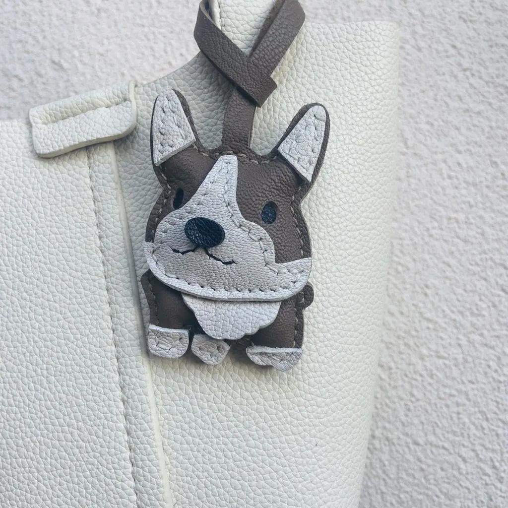15 Styles Brand Latest Cowhide Bag Pendant & Accessories, Puppy Theme High Quality Key Chain Backpack Charms, Diy Bag Decor Gift