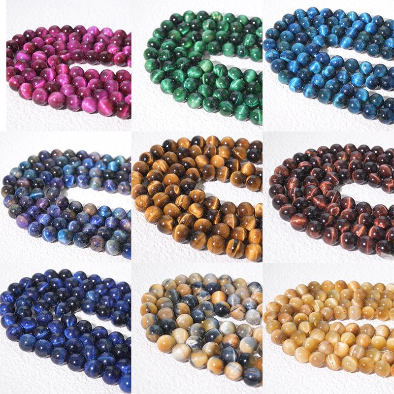 "Grade A Colored Tiger Eye Stone Round Beads for Handmade DIY Jewelry - Braided Bracelet & Necklace"