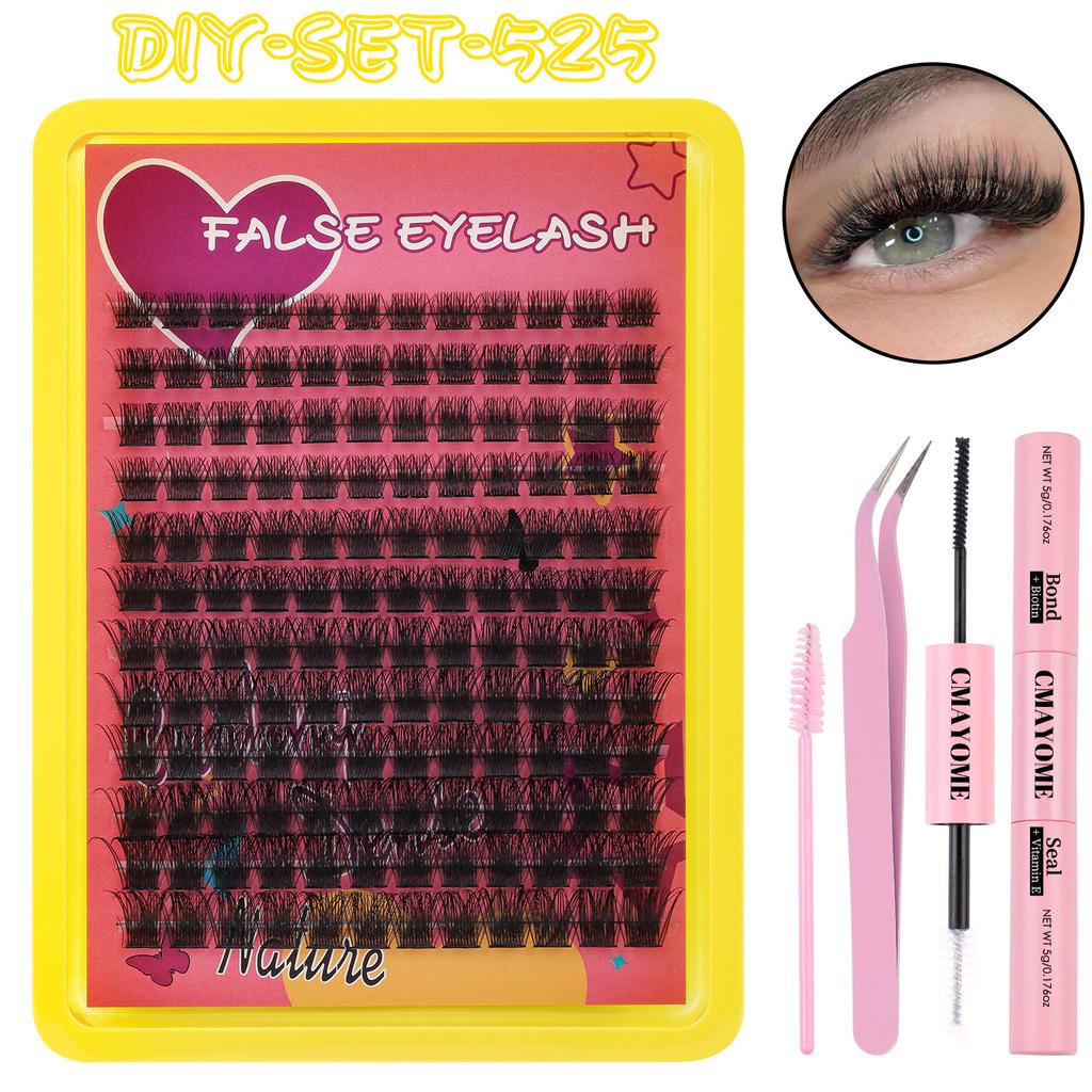 Diy False Eyelash Extension Set, Single Tuft Of Hair 240 Tufts Of Thick Curled Big Eyes D Curled Eyelashes