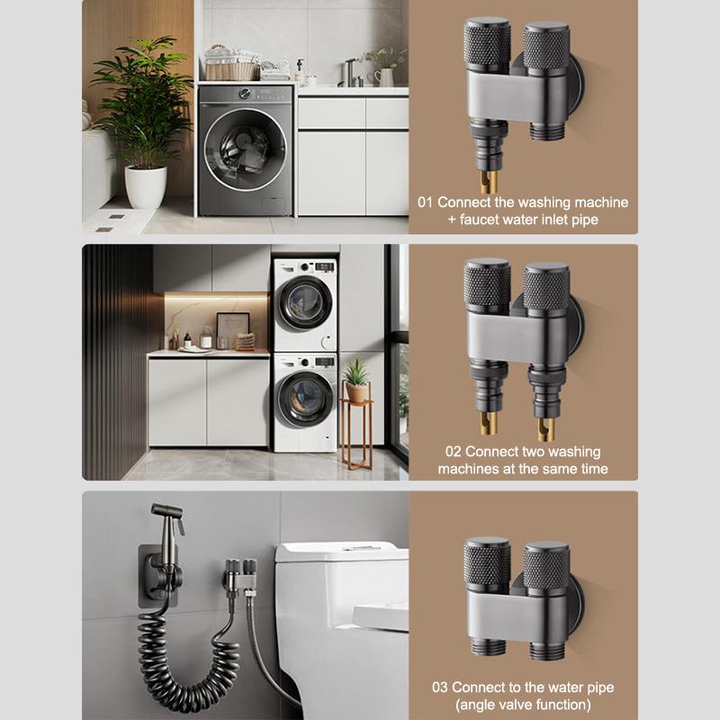 Stainless Steel One-Point Two-Water Angle Valve One-Inlet Two-Outlet Water Diverter Valve Independent Control Corner Valve