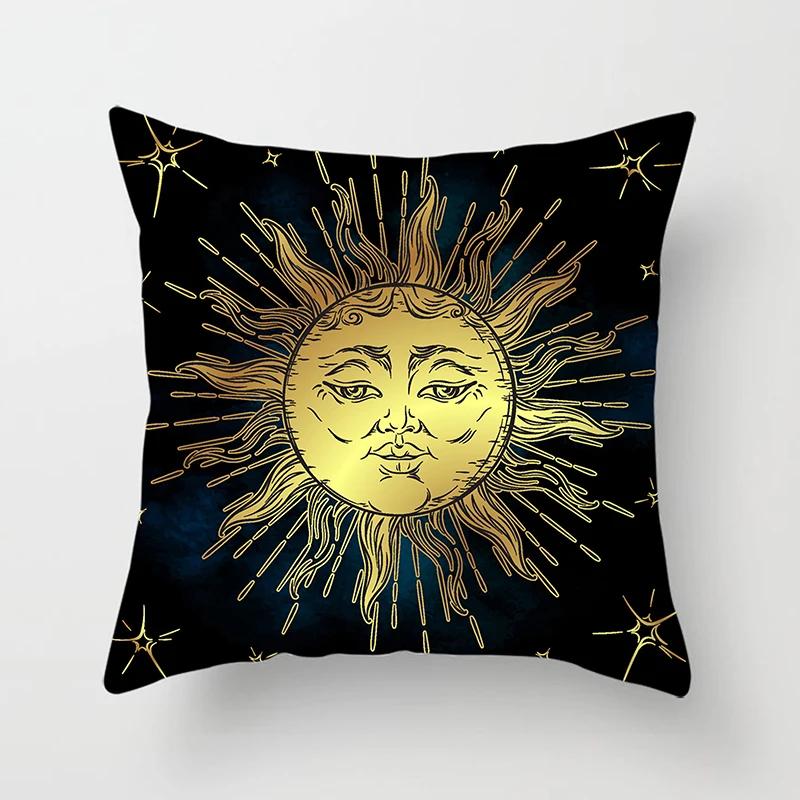 Home Decor Sun & Moon Themed Cosmic Throw Pillow Covers Pattern Cushion Cover Suitable For Sofa Bedroom Car Pillow Cover