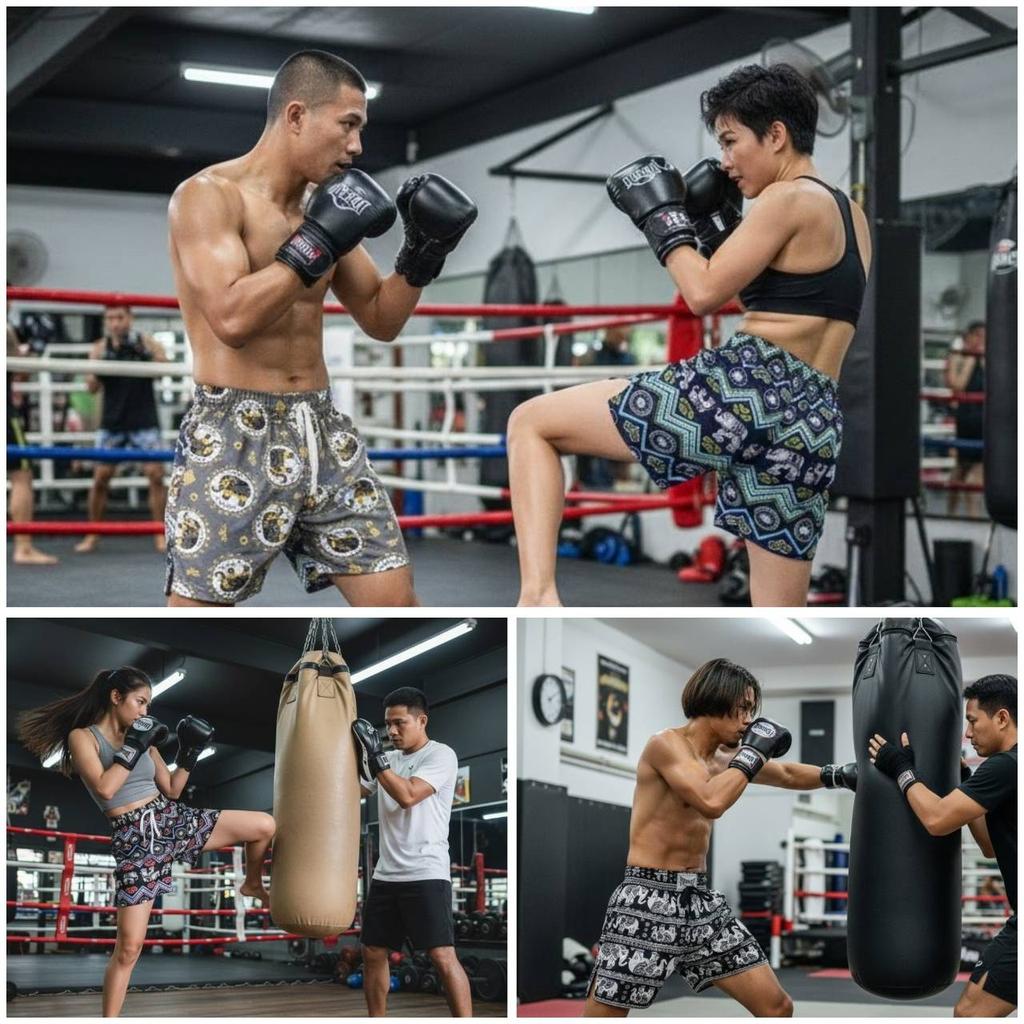 Muay Thai Boxing Shorts Elephant Pants Training Kickboxing Print Quick Dry Martial Art Boxer Kid Unisex Men Women Fighting Fitness Sport Gym Workout