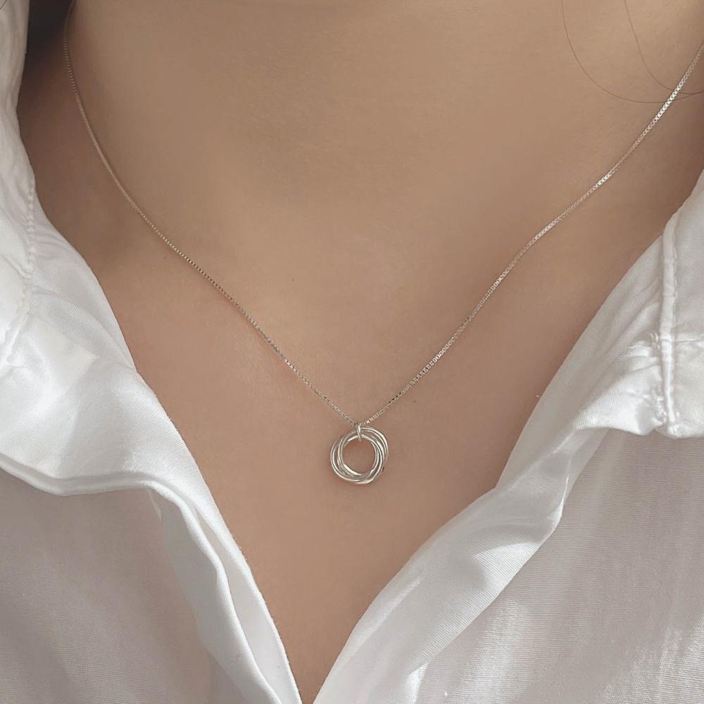 My Omelet [92.5 Silver] Triple Ring Silver Necklace