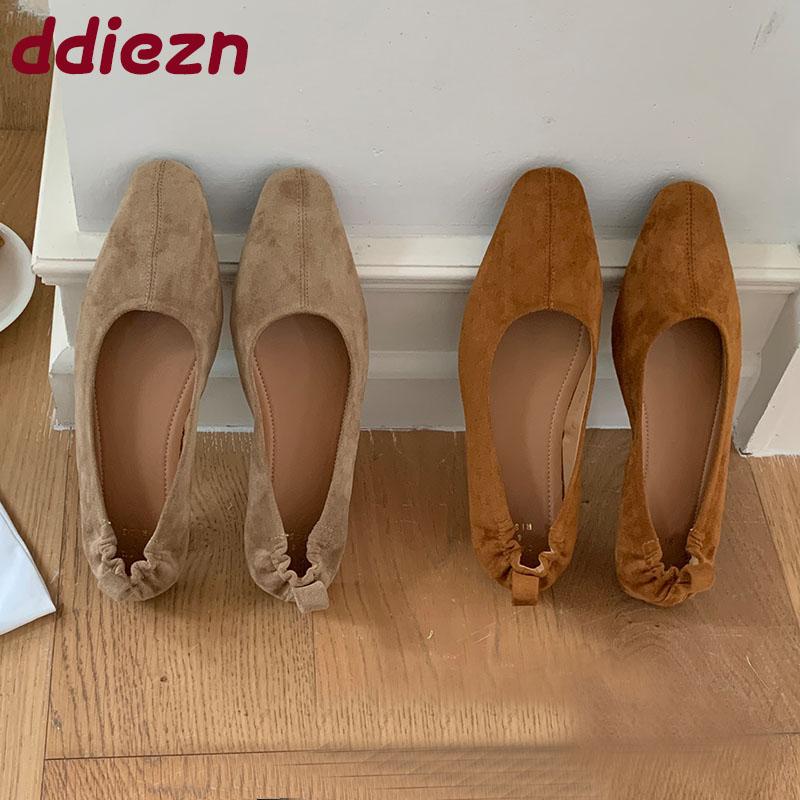 Fashion Luxury Female Square Toe Ladies Flats Slip On Shoes Soft Shallow Footwear Fashion Flock Flats With Shoes For Women