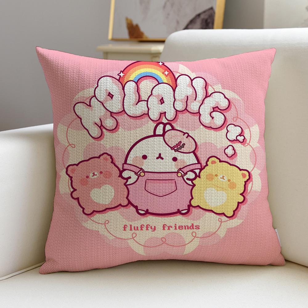 Round MMolangS Cushion Cover Breathable and skinfriendly linen pillowcase square removable and washable cushion
