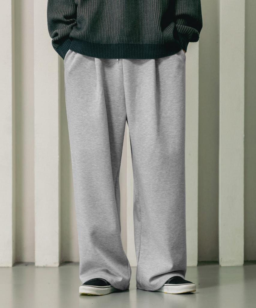 Keonsebbi Cheese One-Pleat Fleece-Lined Sweatshirt Wide Pants 2 Colors