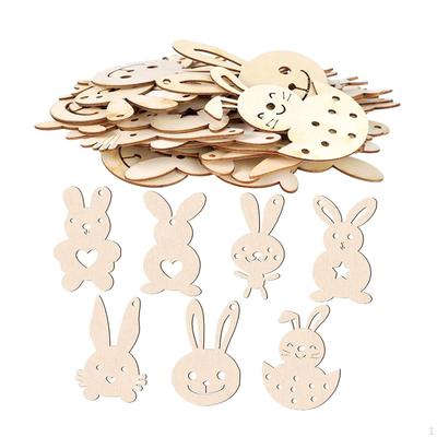 70Pcs Easter Wooden Bunny Cutouts Wood Tags To Paint Shape Slices Rabbit