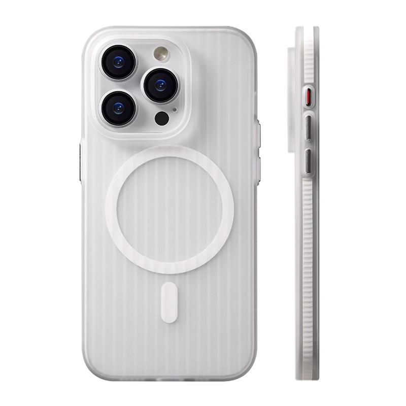

Matte Corrugated Luggage MagneticWireless Charging For Magsafe Case For iPhone 13 14 15 16 17 Pro Max Air Translucent Back Cover iPhone 12 білий